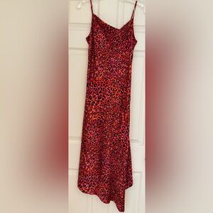 Karl Lagerfeld Red and Pink Leopard Print Maxi Dress
